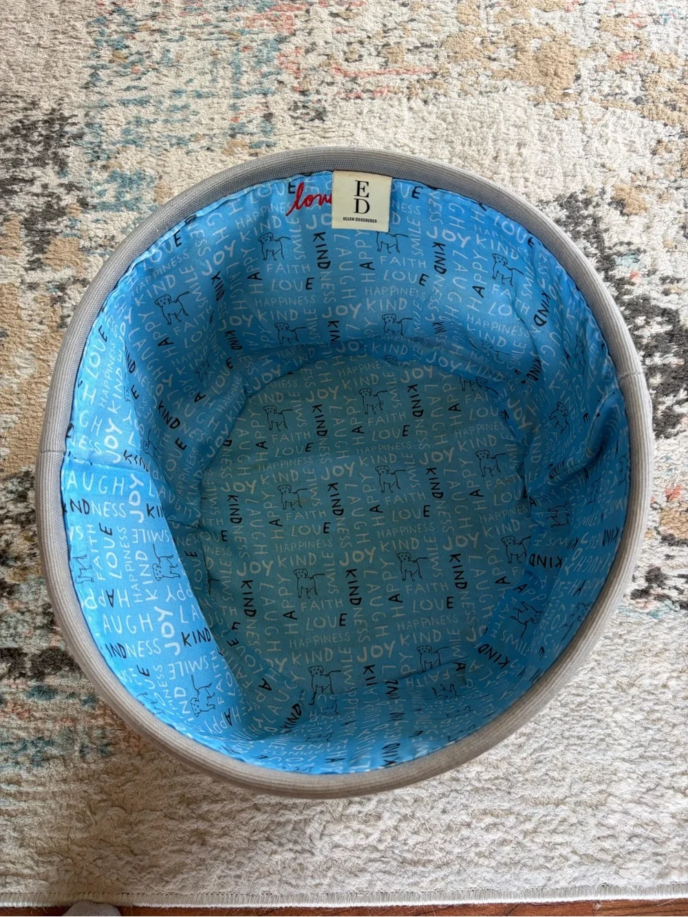 Ellen Degeneres Gray 'be happy' storage basket